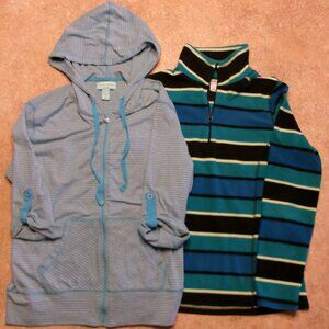 2 Sweatshirts 1- Old Navy Large half zip,1- Silverwear Medium Striped full zip